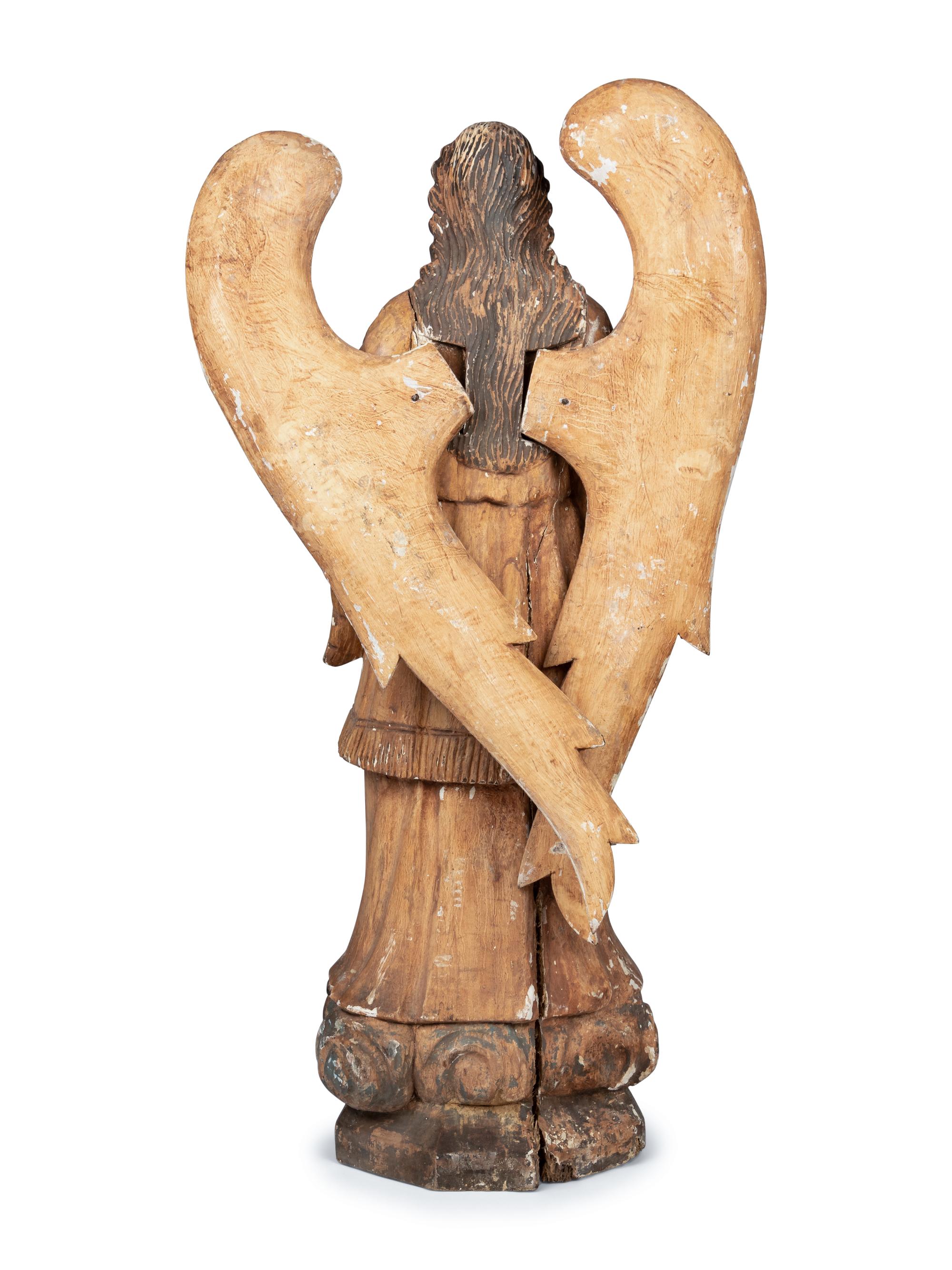 A Cast Plaster Winged Angel Sculpture