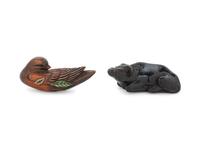 An Ebony and A Boxwood Netsuke