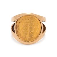 YELLOW GOLD AND PERUVIAN 1/5 LIBRA COIN RING