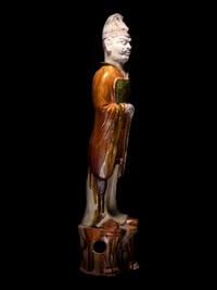 A Pair of Sancai Glazed Pottery Figures of Standing Officials