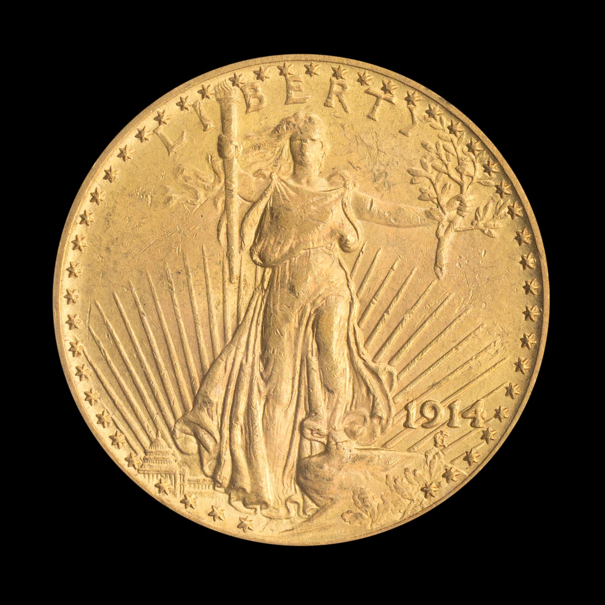A United States 1914 St. Gaudens $20 Gold Coin