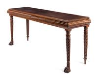 A Regency Style Carved Mahogany Console Table