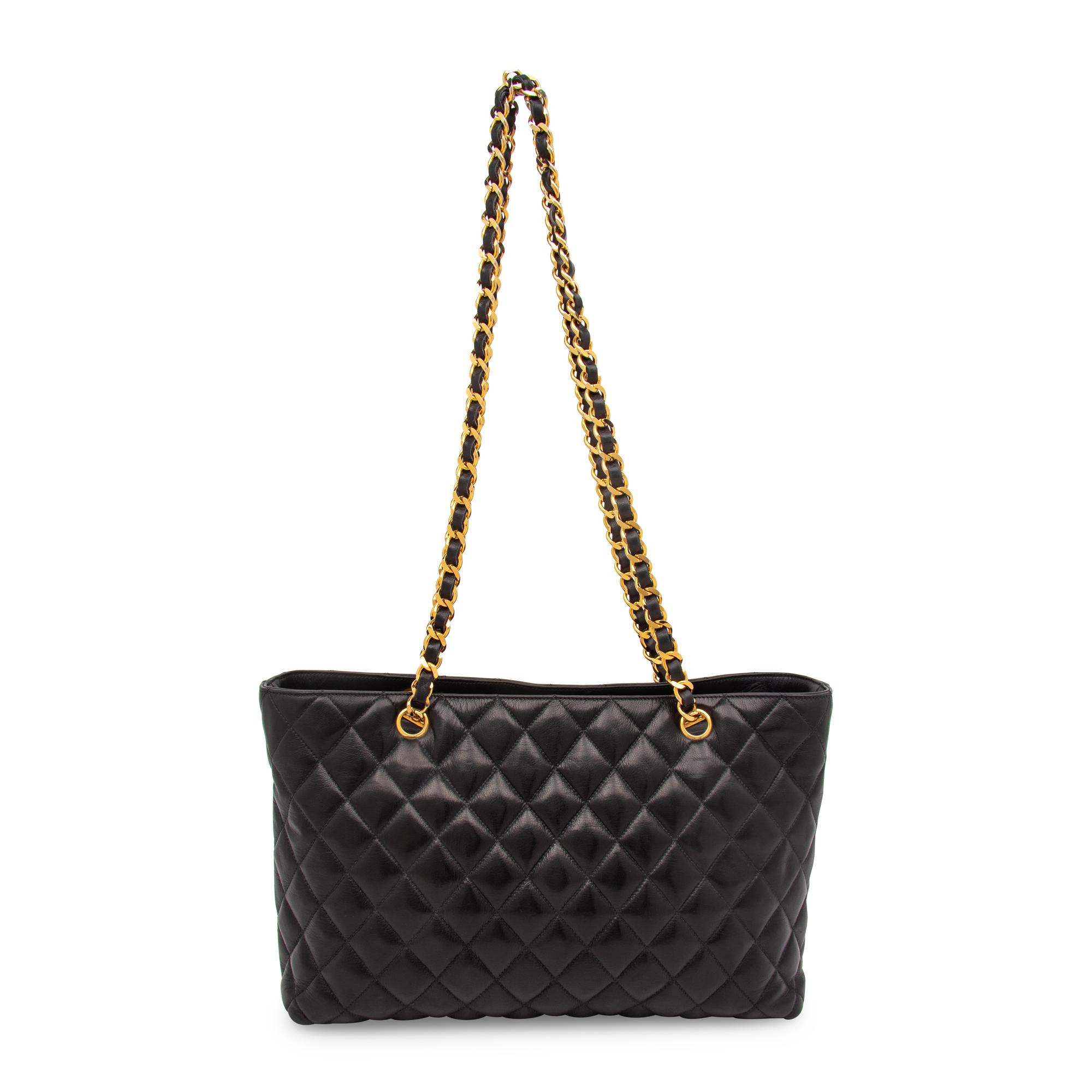 Chanel, Quilted Black Leather Tote