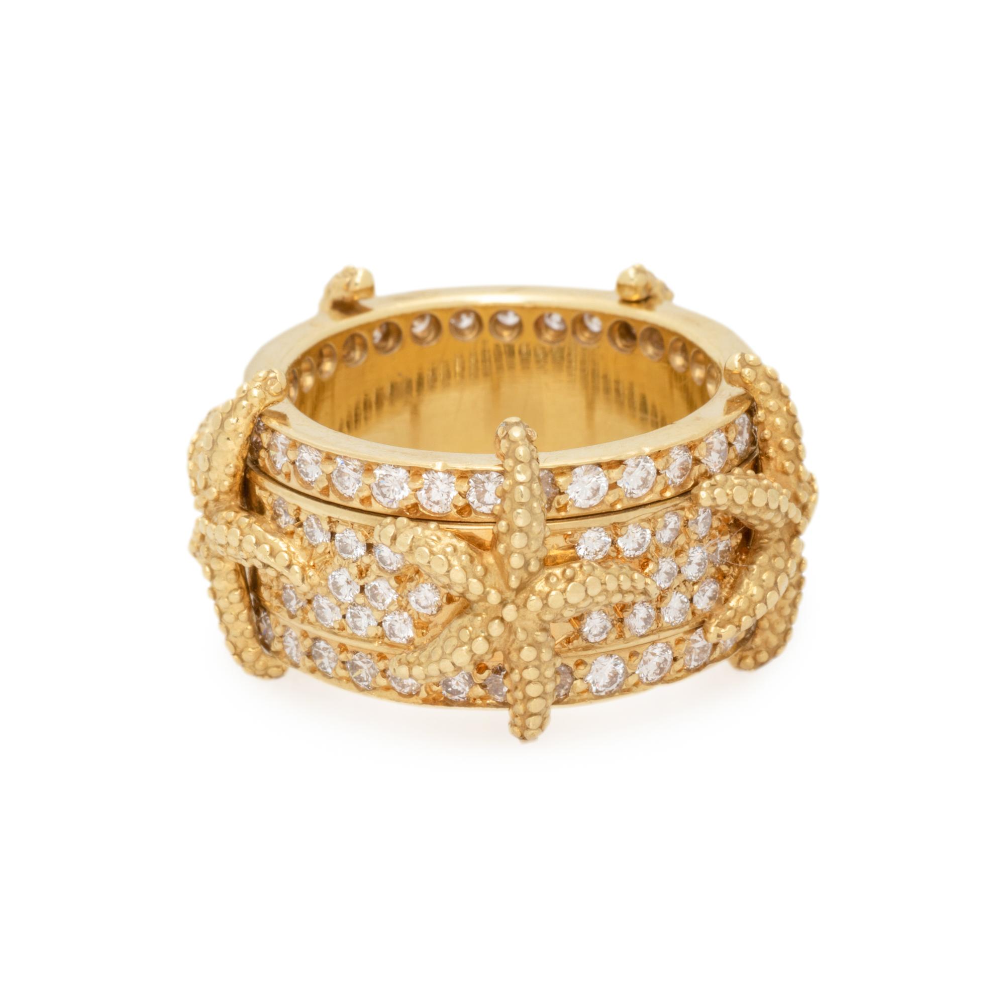 DIANA KIM, YELLOW GOLD AND DIAMOND STARFISH SPINNING RING