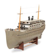 Two Carved and Painted Wood Steamship Models