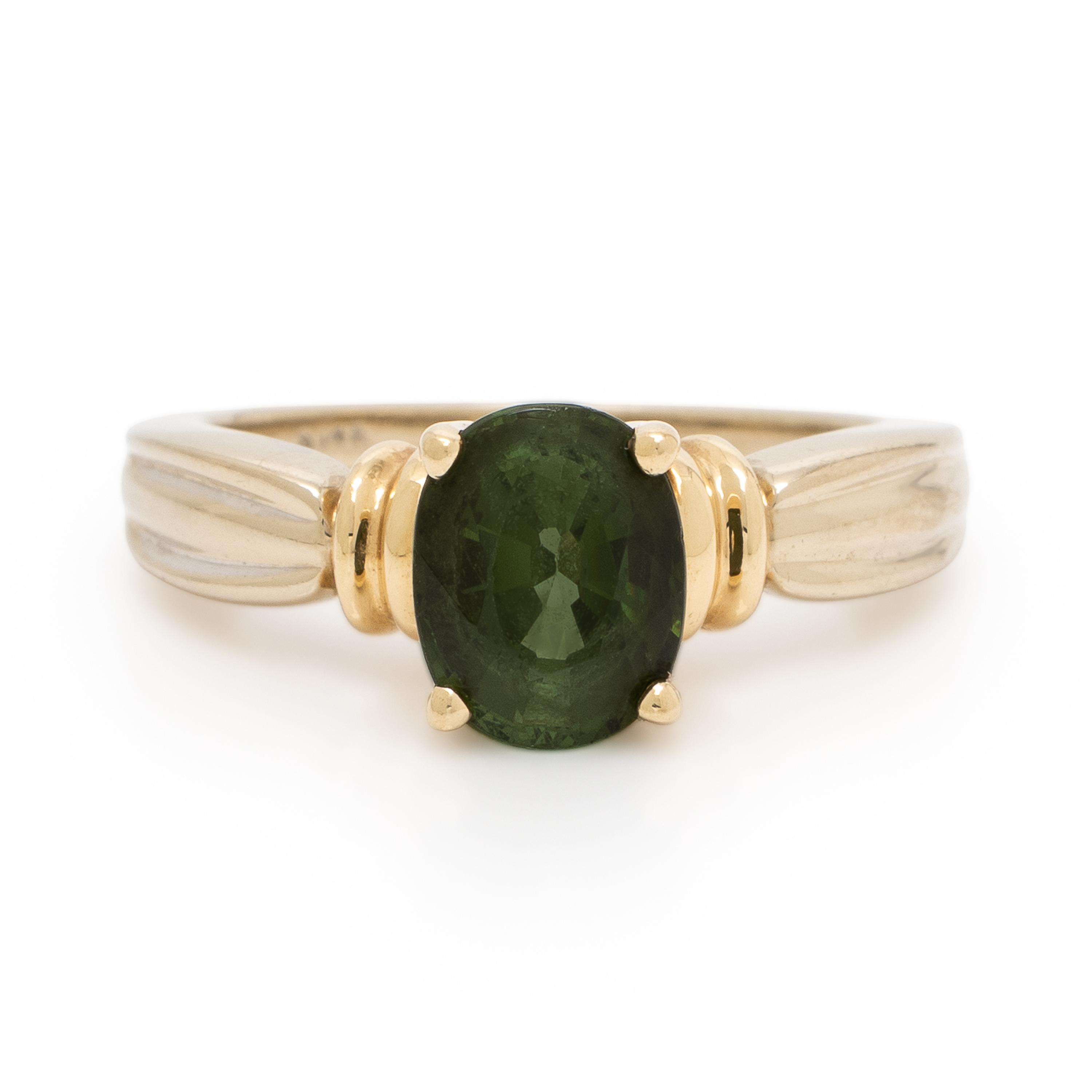 Green Tourmaline and Bicolor Gold Ring