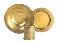 Tiffany Studios, a set of three bronze dore articles