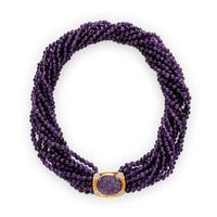 AMETHYST, DIAMOND, AND YELLOW GOLD TORSADE NECKLACE