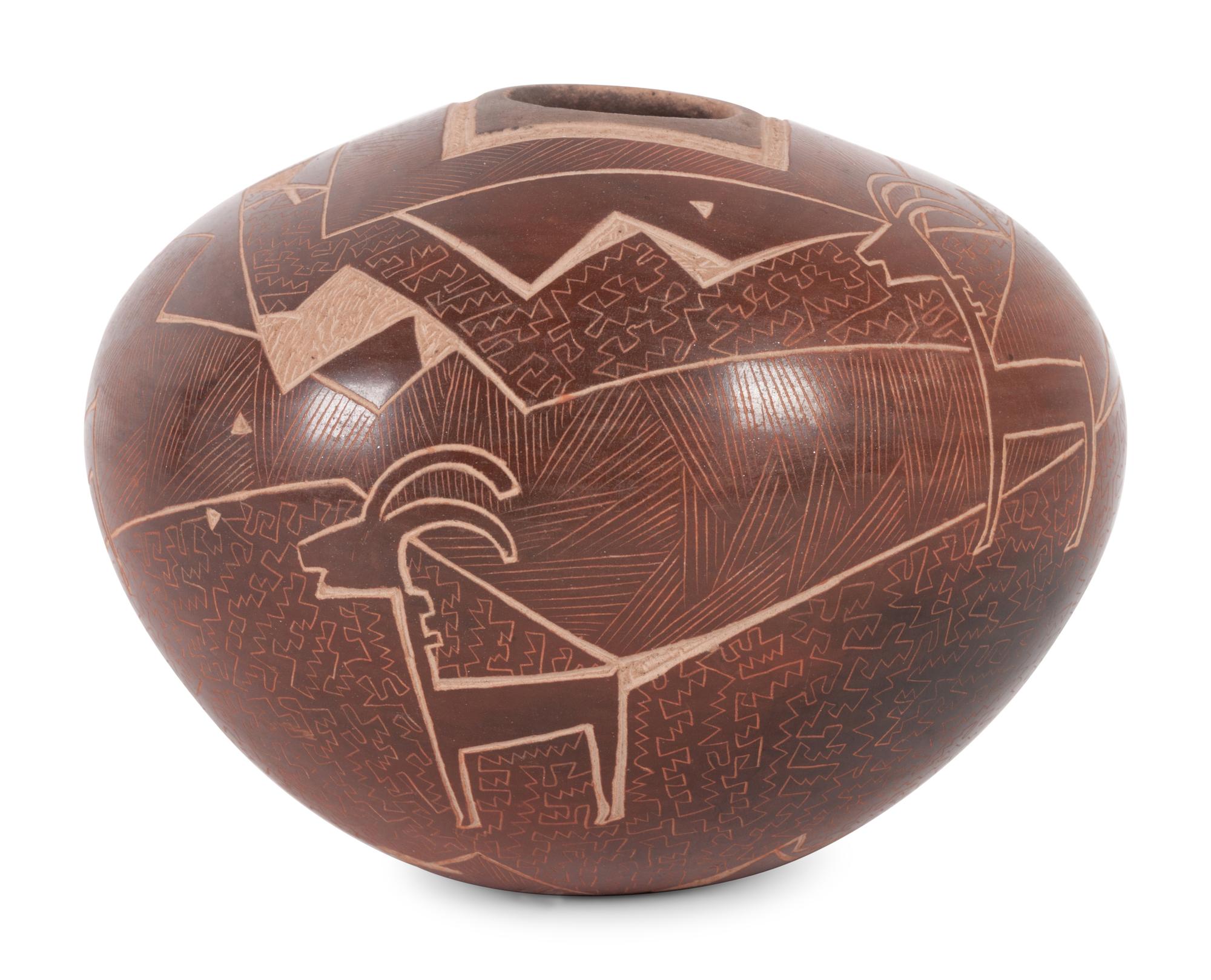 Sgraffito Jar, with Pronghorn Deer