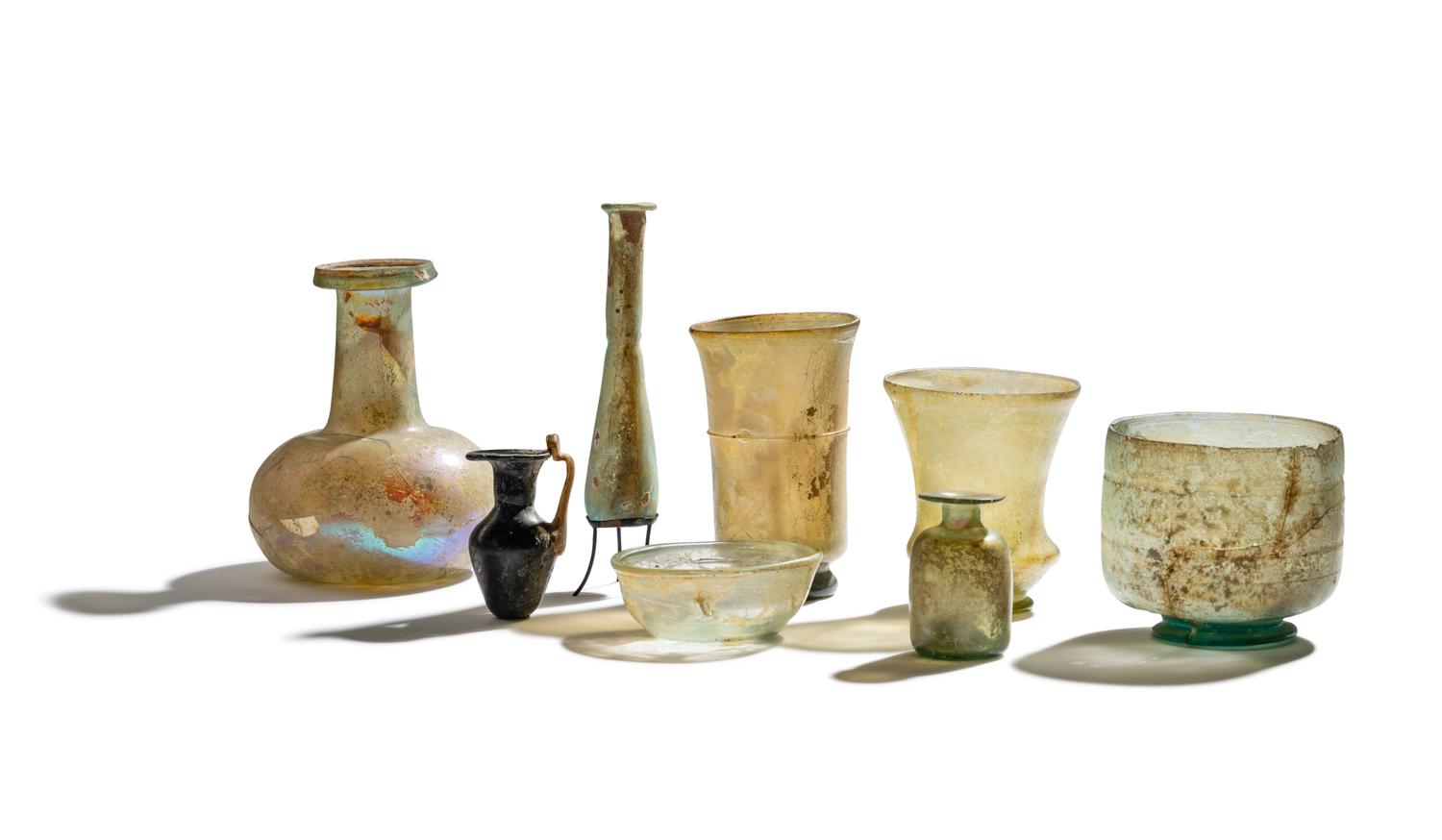 Eight Roman Glass Vessels