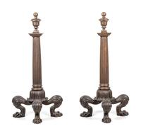 A Pair of Continental Bronze Andirons