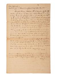[ENSLAVEMENT & ABOLITION]. Manuscript legal complaint related to the hire of "the negro girl Ellen." Amite County, Mississippi. 4 April 1835.