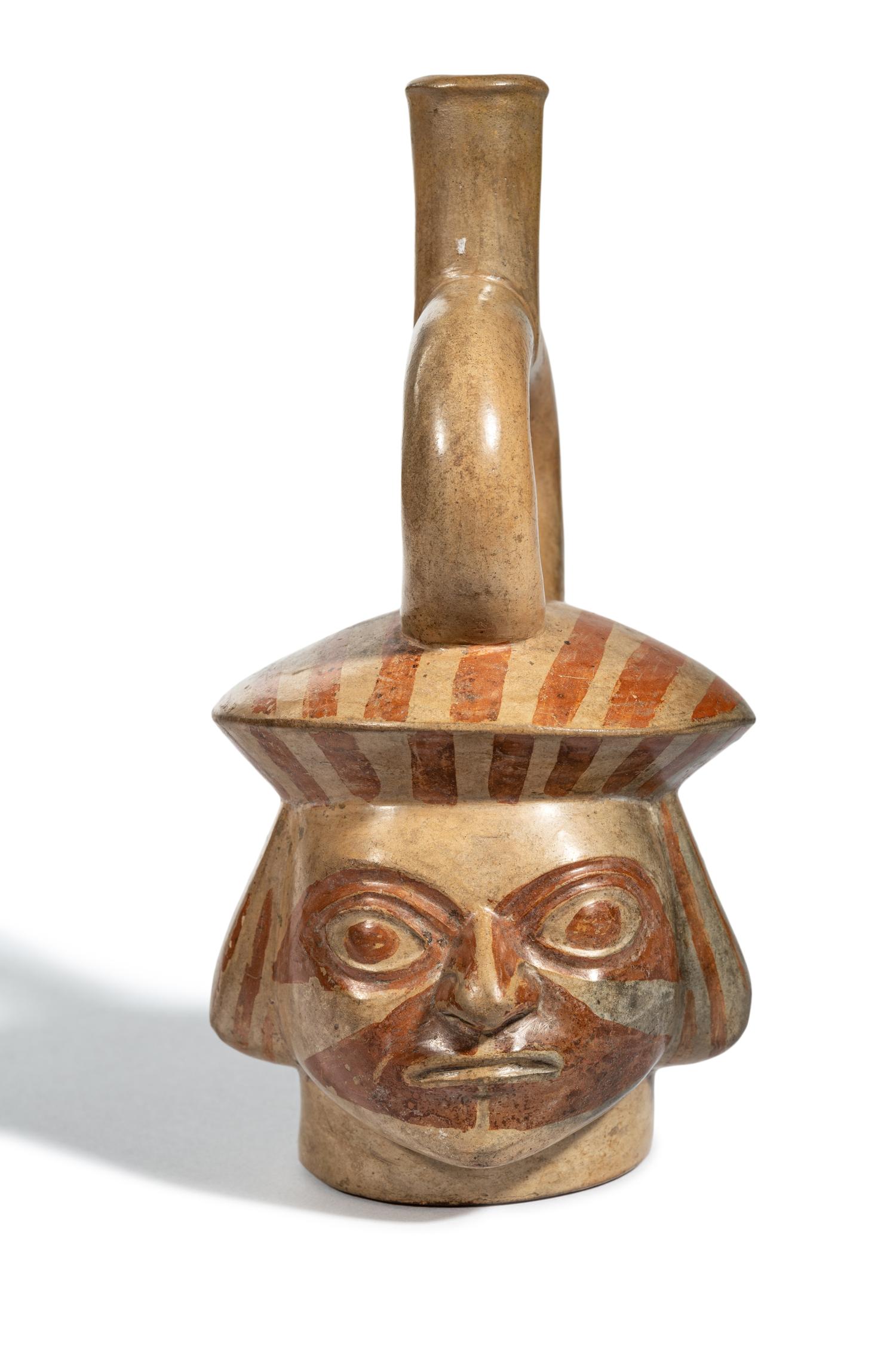 A Moche Portrait Head Vessel