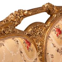 A Pair of Art Nouveau Style Giltwood Settees