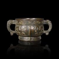 A Chinese Archaistic Bronze Gui -Form Incense Burner 仿古銅簋式爐