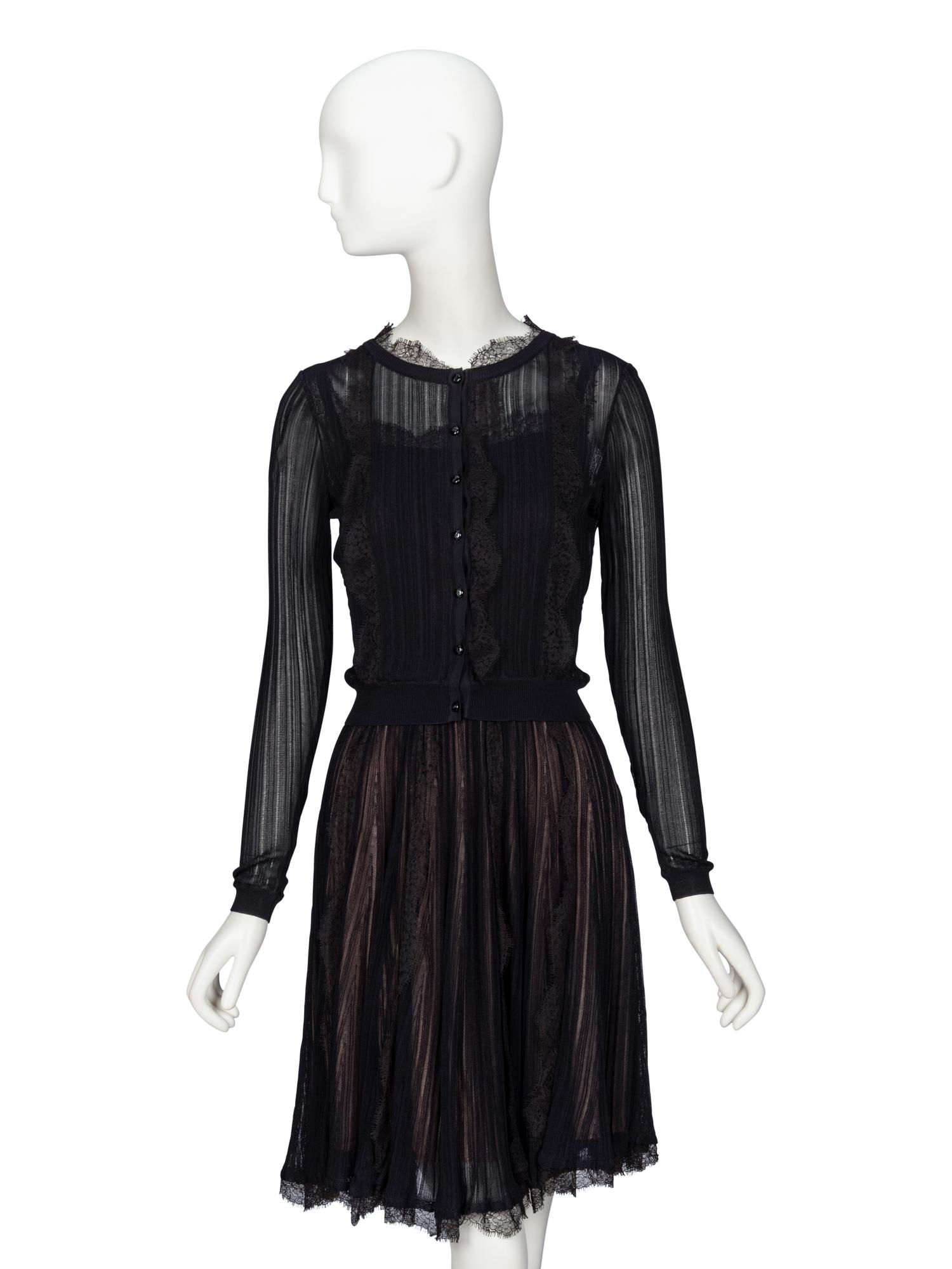 Christian Dior by John Galliano , Lace-Trim Knit Dress & Cardigan
