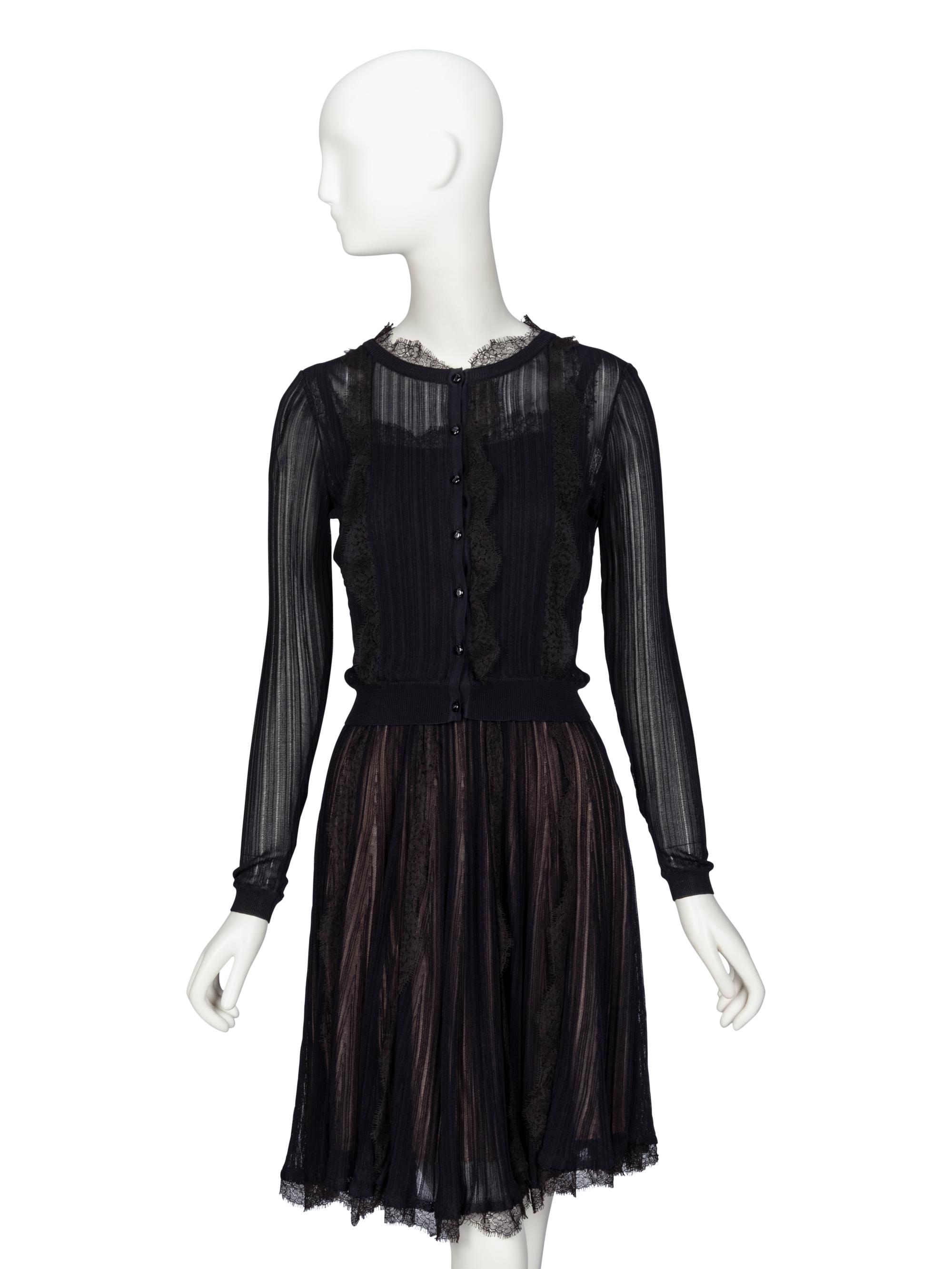 Christian Dior by John Galliano , Lace-Trim Knit Dress & Cardigan