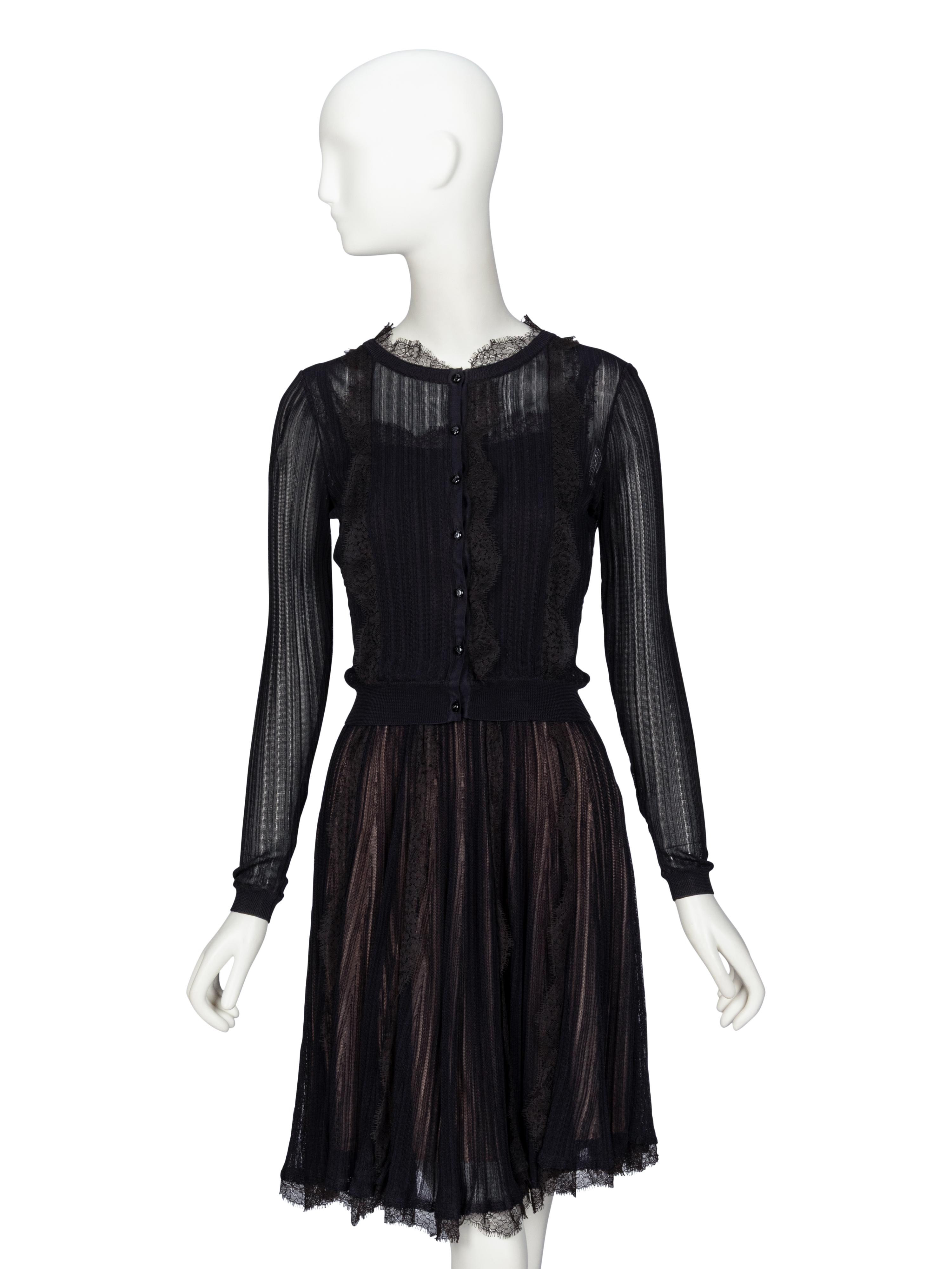 Christian Dior by John Galliano , Lace-Trim Knit Dress & Cardigan