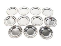 Eleven English Silver Georgian Style Dinner Plates — WALTER WALKER & BROWNFIELD TOLHURST, LONDON, 1900