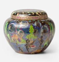 A Wedgwood Fairyland Lustre "Bubbles II" Malfrey Pot UK, 1920s
