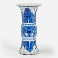 A Chinese blue and white porcelain Gu-form vase 青花瓷花觚 Kangxi period ? ??
