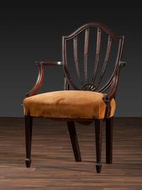 A Federal Carved Mahogany Open Armchair
