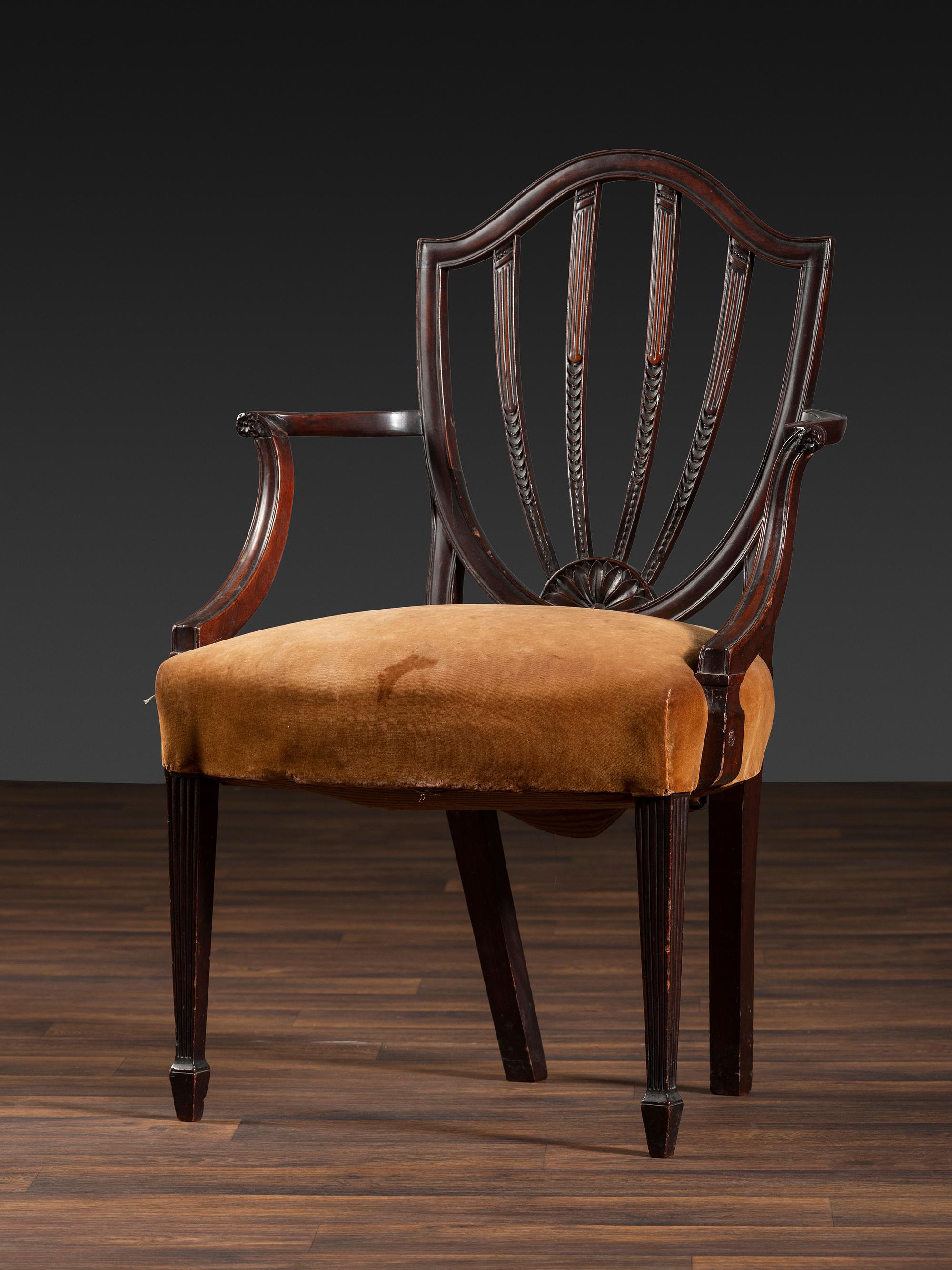 A Federal Carved Mahogany Open Armchair