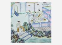 A Chinese famille rose-decorated "Fisherman" plaque 粉彩人物瓷板