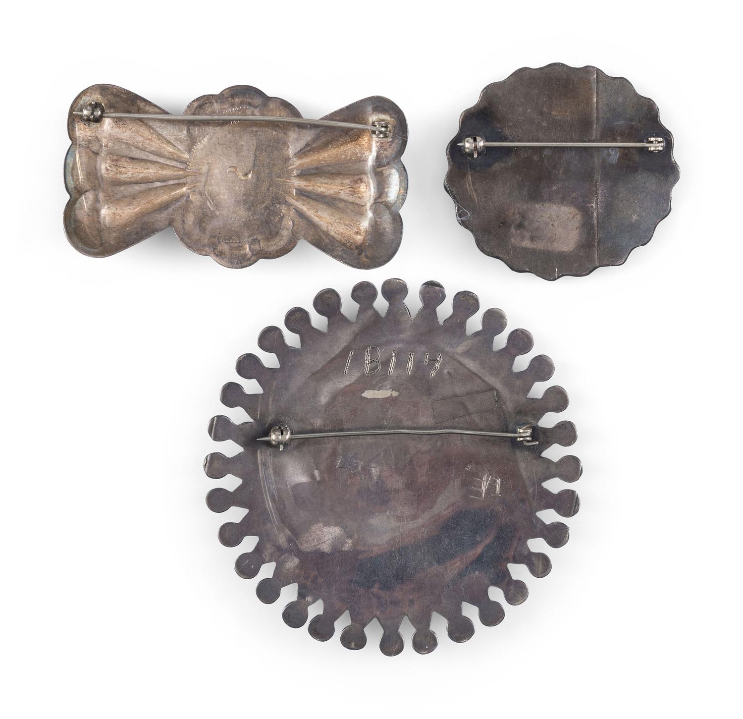 Navajo and Zuni Silver and Turquoise Brooches / Pins