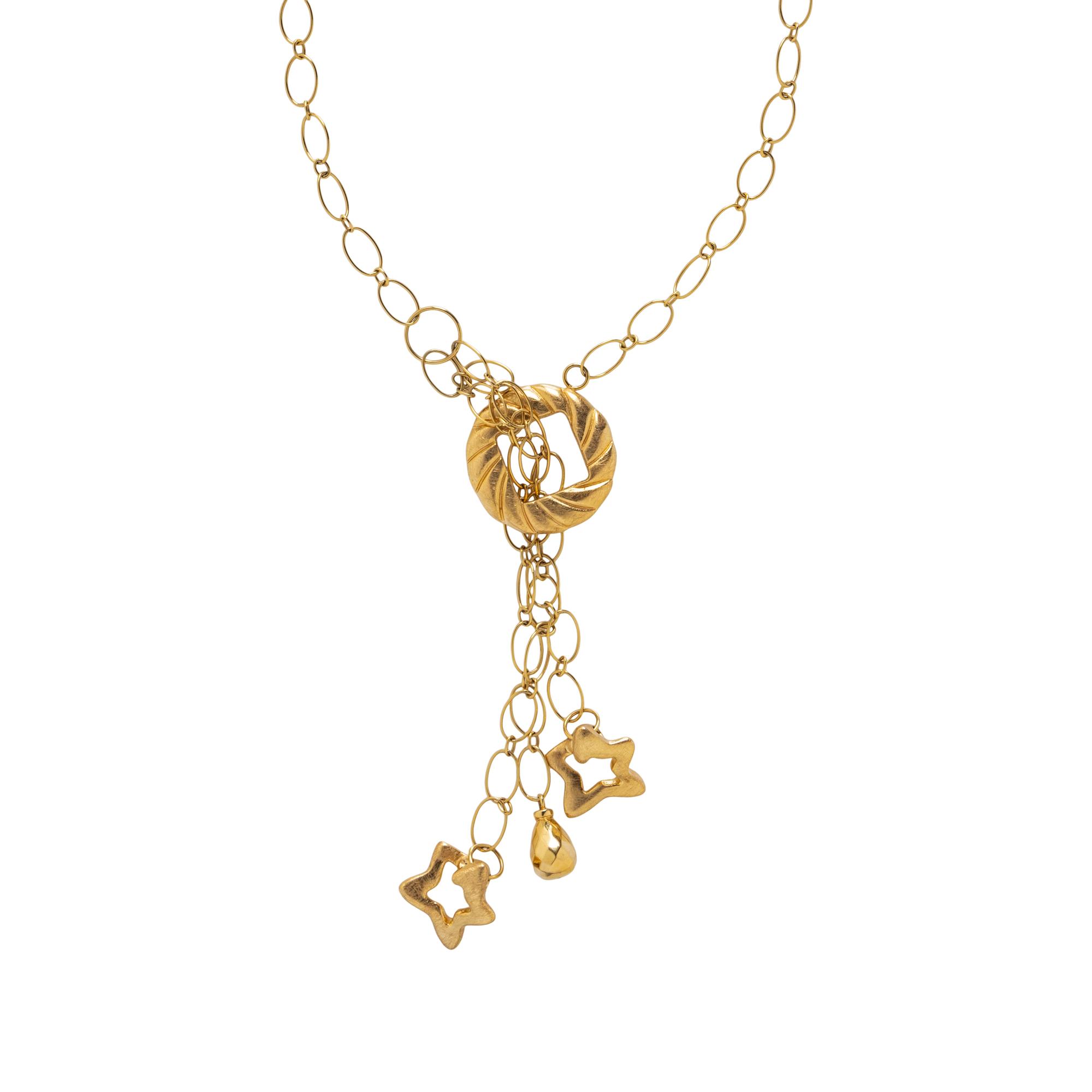 OXO, YELLOW GOLD NECKLACE AND EARRINGS