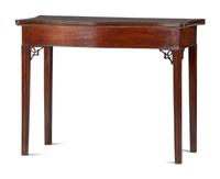 A Federal Carved Mahogany Serpentine Game Table