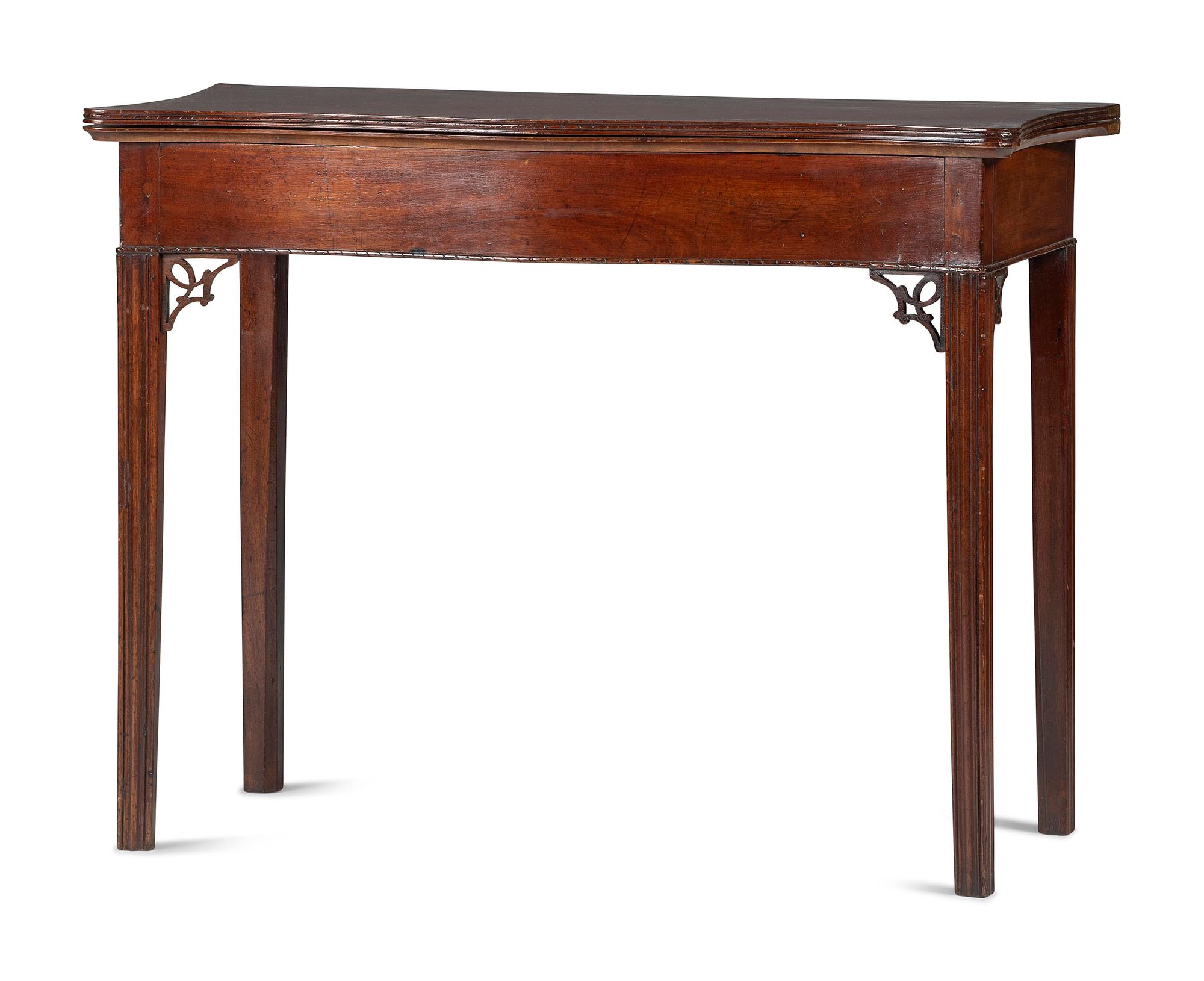 A Federal Carved Mahogany Serpentine Game Table