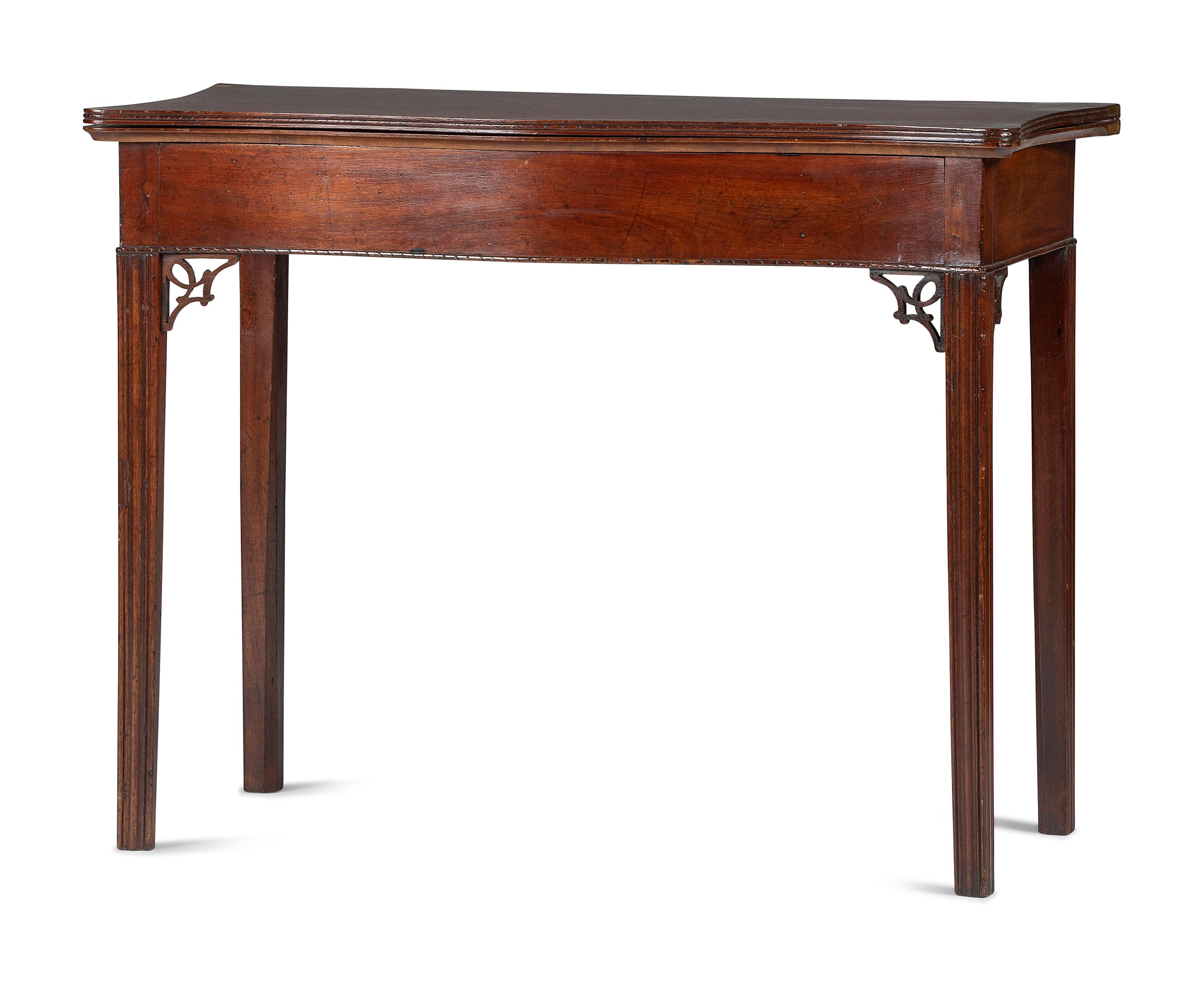 A Federal Carved Mahogany Serpentine Game Table