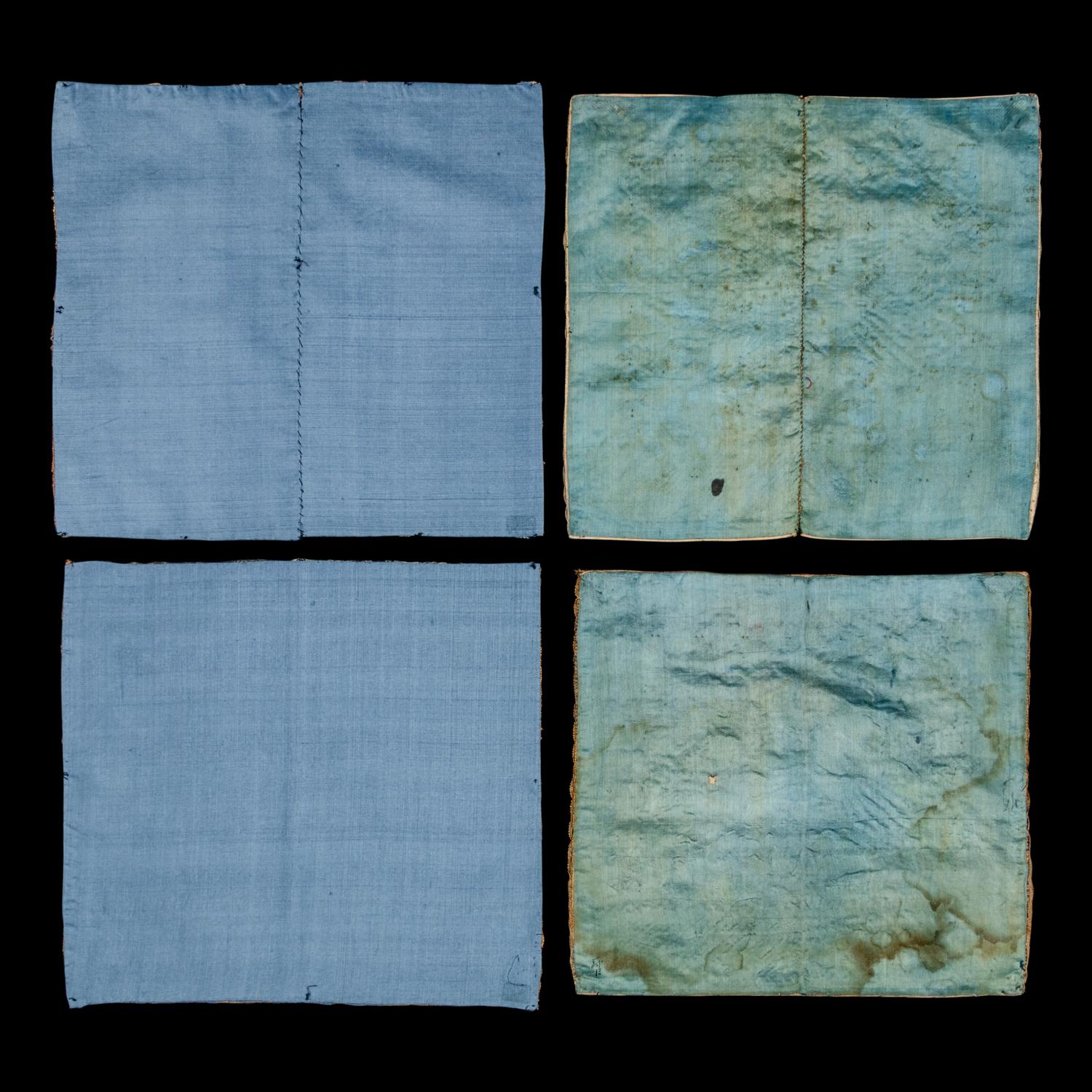 Two Pairs of Chinese Kesi Silk 'Silver Pheasant' Rank Badges, 19th Century 清晚期 緙絲五品文官白鷴補子兩對