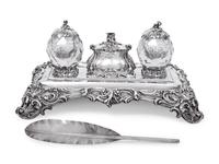 A Victorian Silver and Cut Glass Mounted Standish