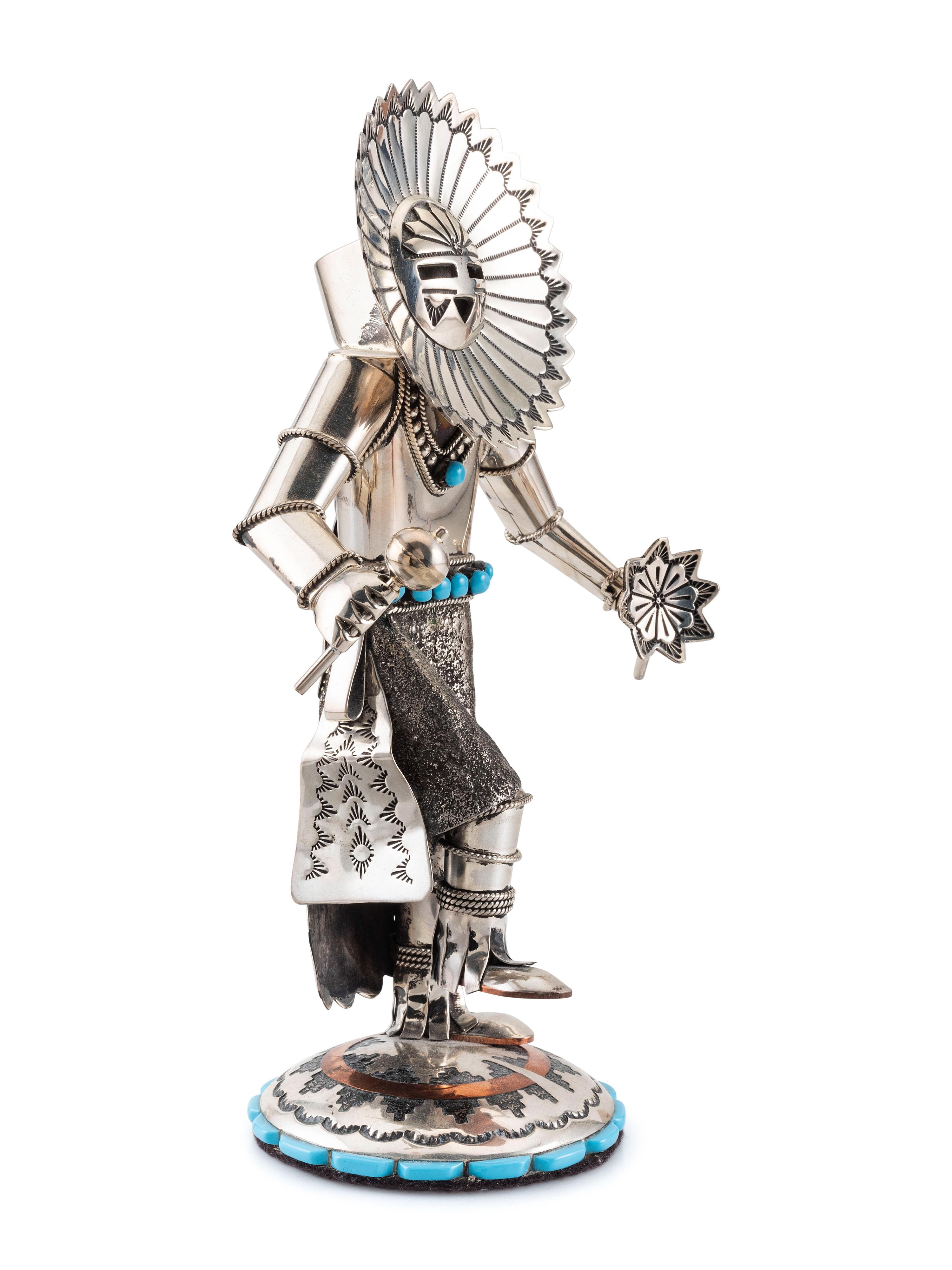 Sterling Silver and Coper Katsina, with Turquoise Accents