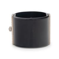Chanel Black Resin & Rhinestone Logo Cuff