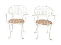 A Pair of White Painted Iron Garden Chairs — 20TH CENTURY