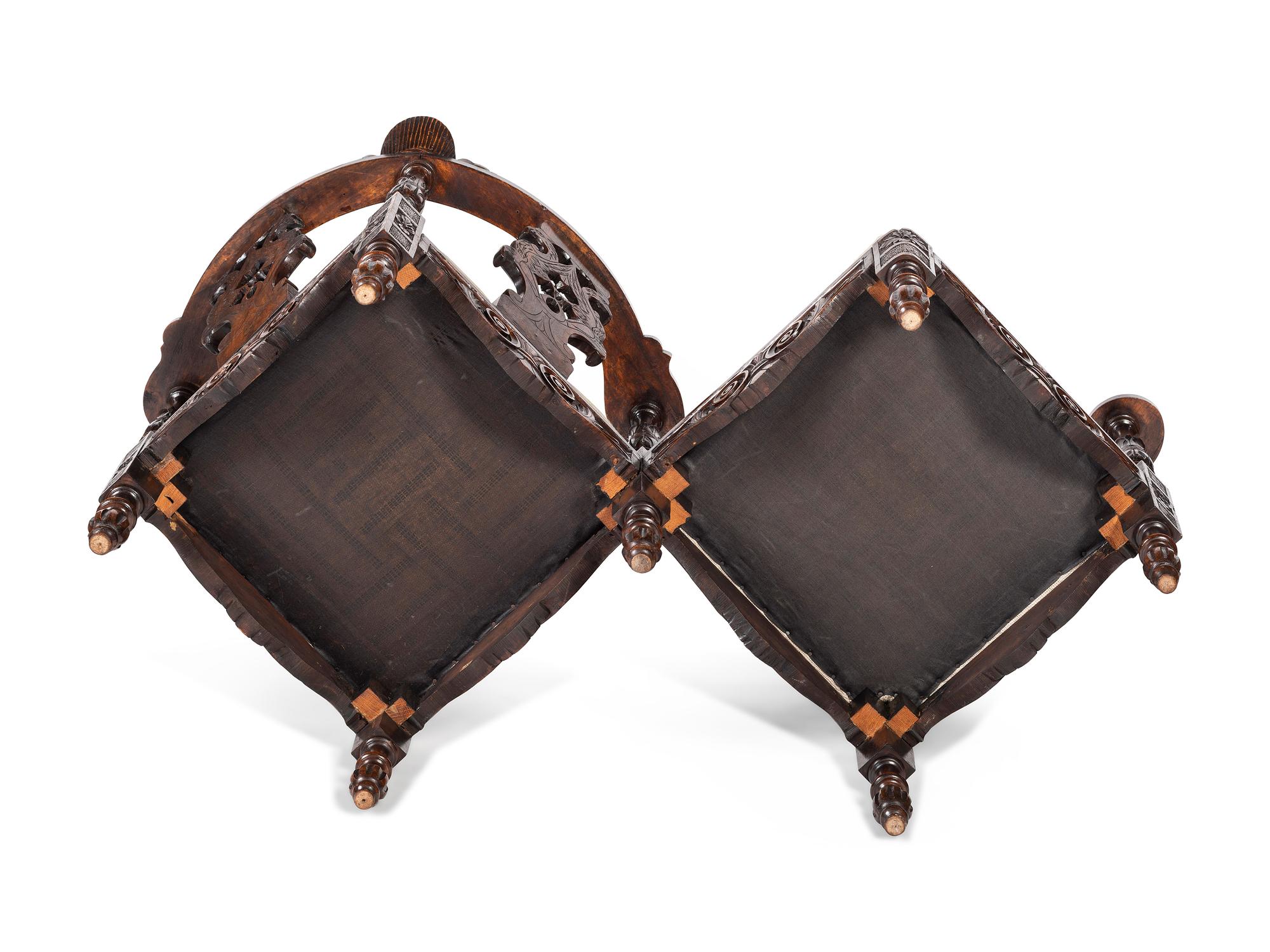 A Renaissance Revival Walnut Tete-A-Tete
