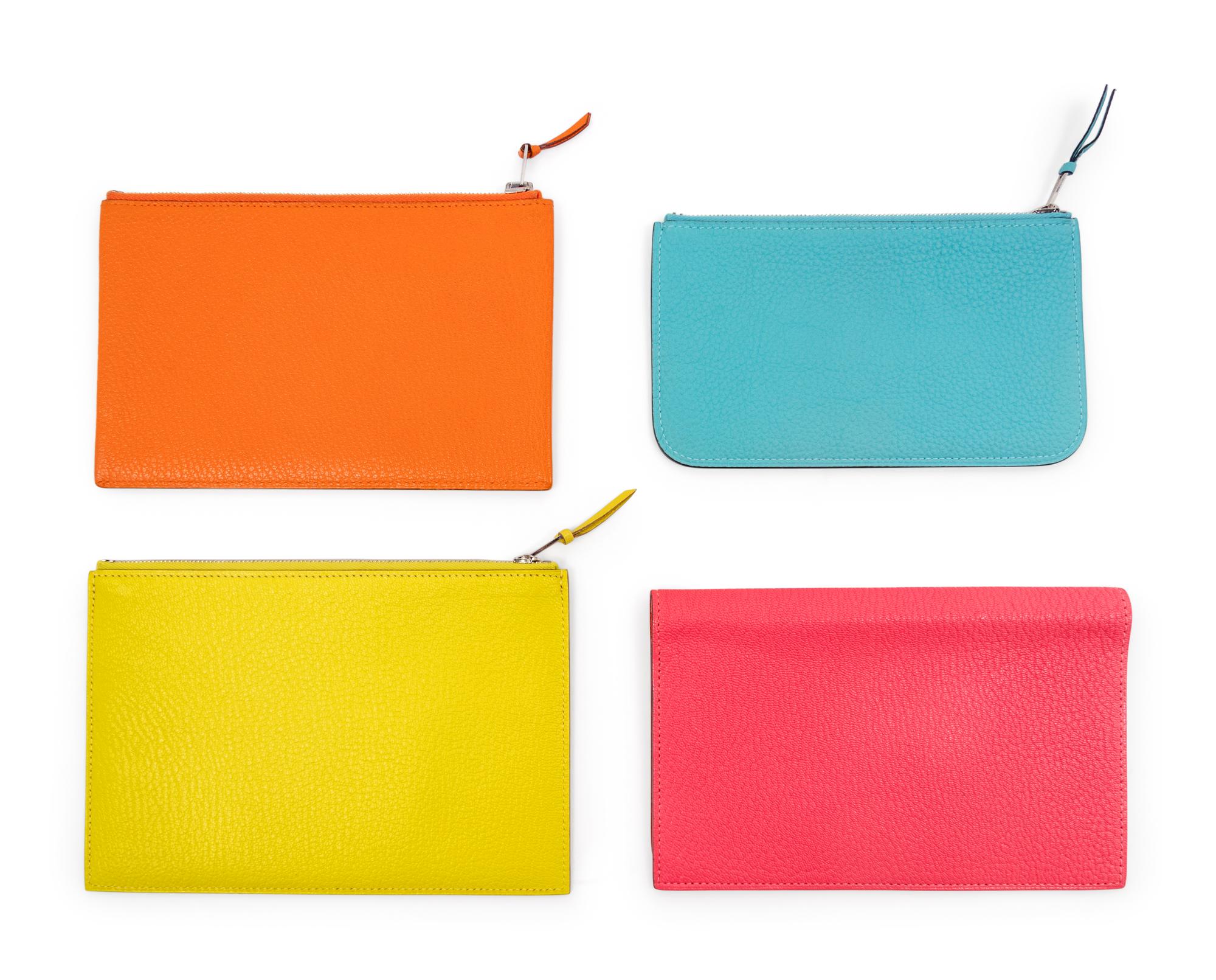 Four Hermès Leather Pieces; Three Zipper Pouches, One Agenda Cover, 2007-2016