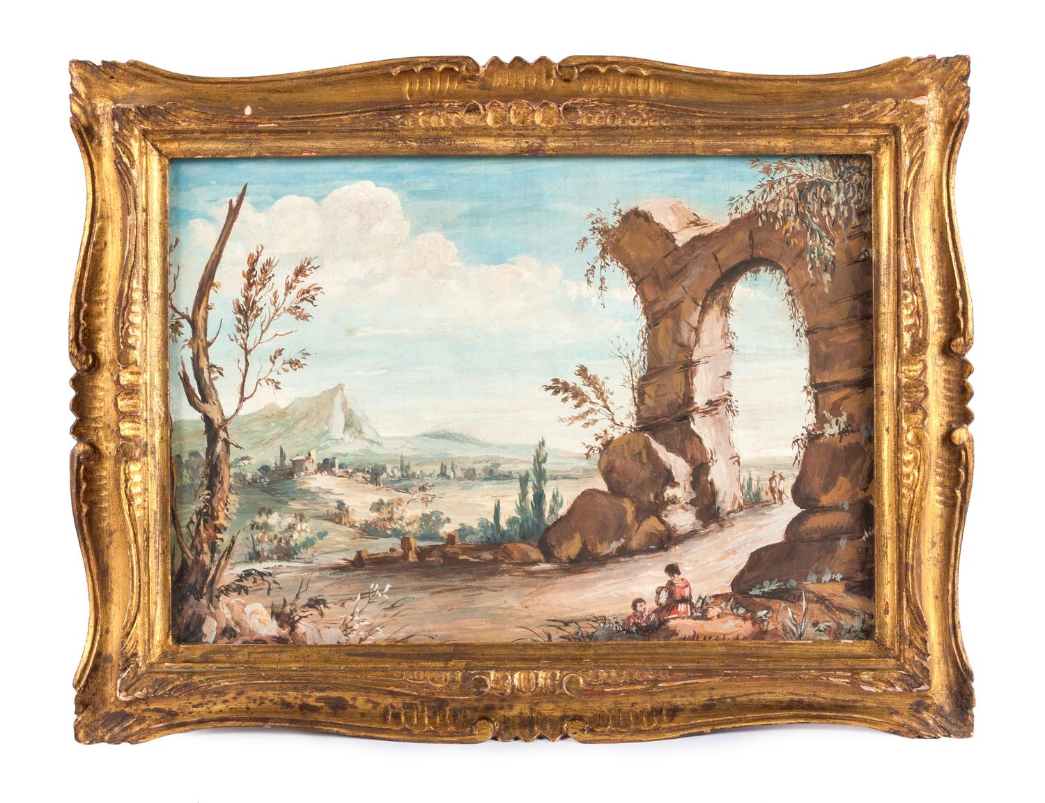 French School, (19th Century), Village Landscape Scenes (a set of four works)