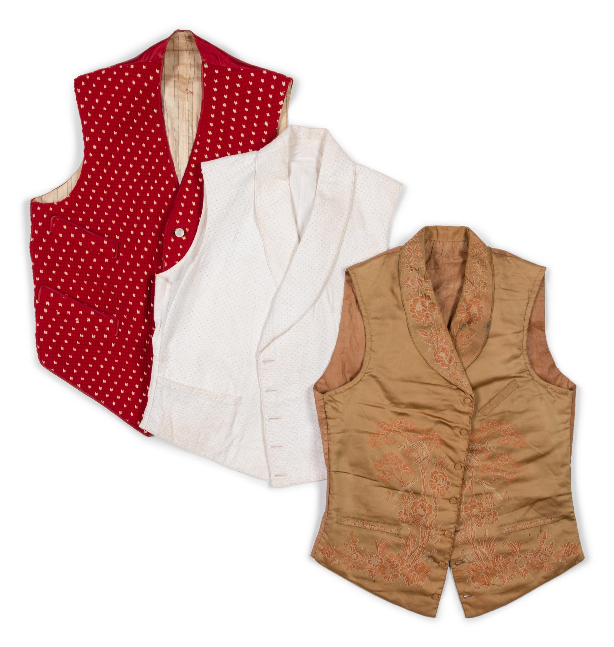 Three Men's 19th Century Waistcoats/Vests, 1850-70