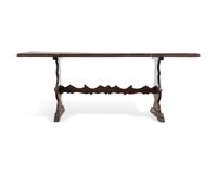 A Baroque Style Stained Fruitwood Trestle Table