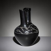 Margaret Tafoya (Santa Clara, 1904-2001) — Carved Blackware Pottery Wedding Vase