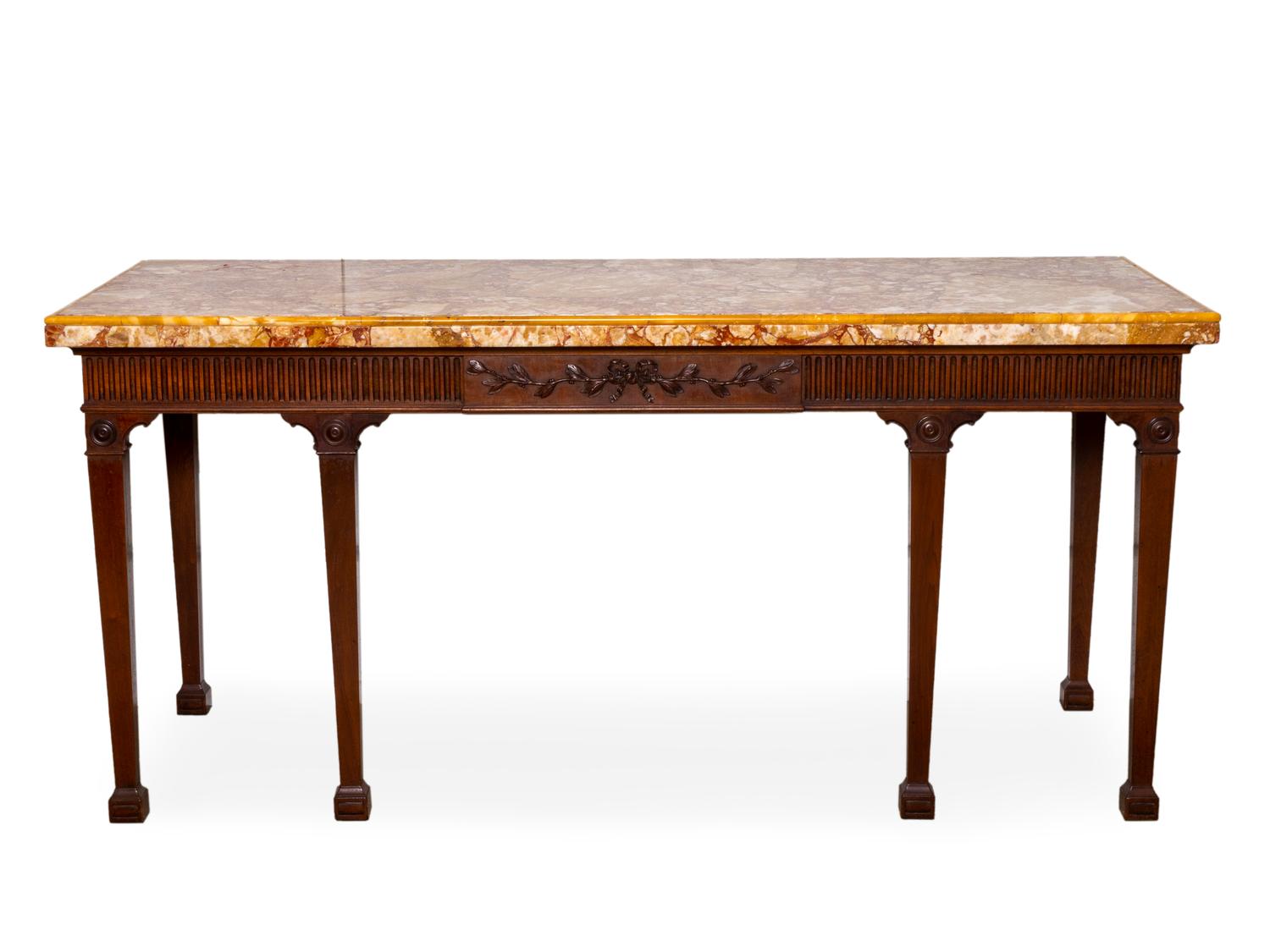 A George III Style Mahogany Marble Top Console Table — 20TH CENTURY