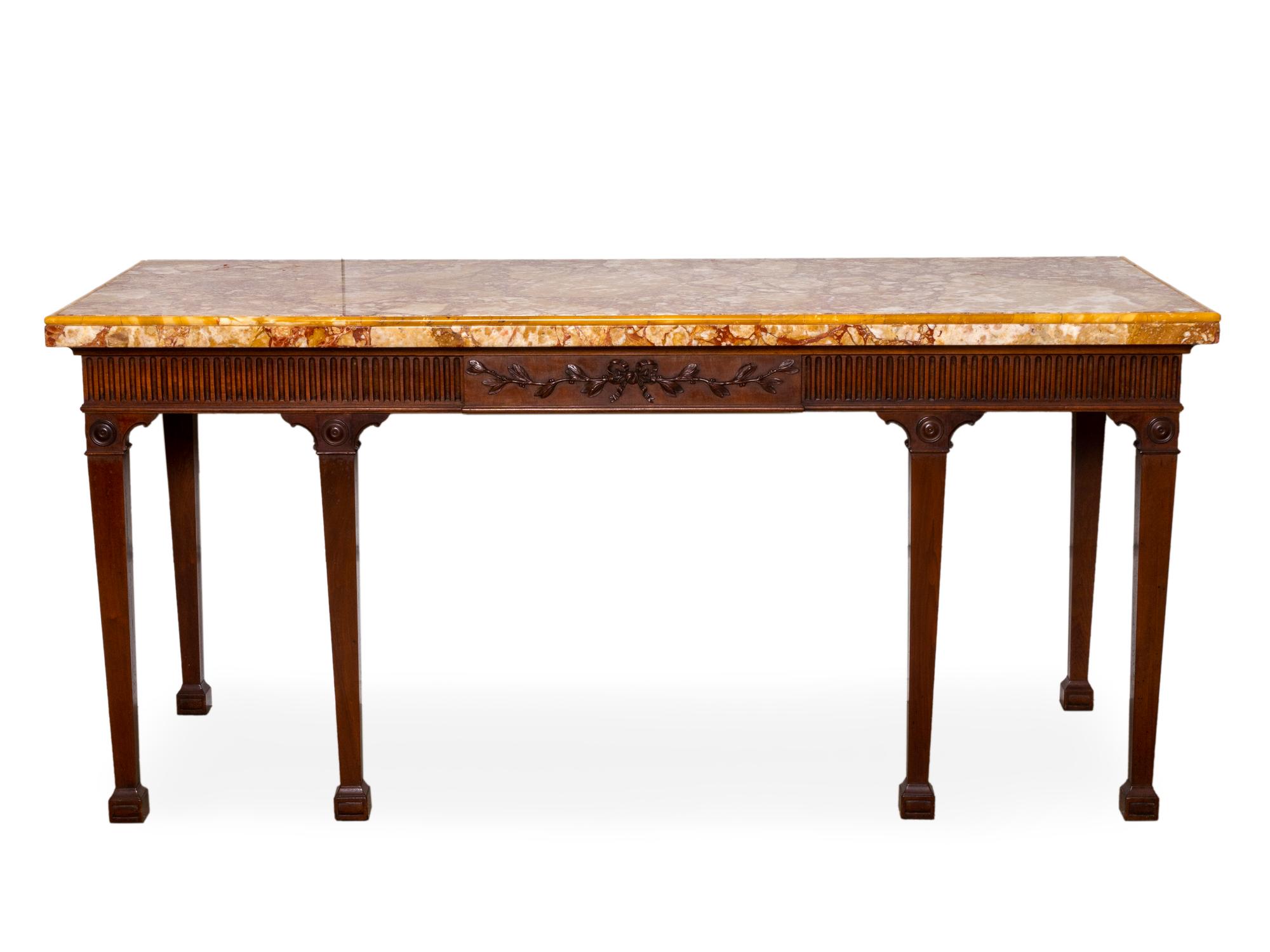 A George III Style Mahogany Marble Top Console Table — 20TH CENTURY
