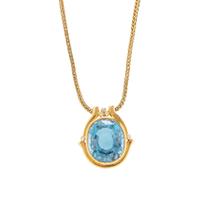 YELLOW GOLD, BLUE TOPAZ, AND DIAMOND PENDANT NECKLACE