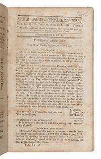 [Ohio - Quakers]. Bates, Elisha (1781-1861). The Philanthropist . Mount Pleasant, OH: 1820-1821.