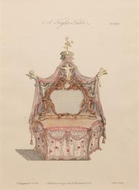 A Set of Eleven Giltwood-Framed French Colored Furniture Engravings