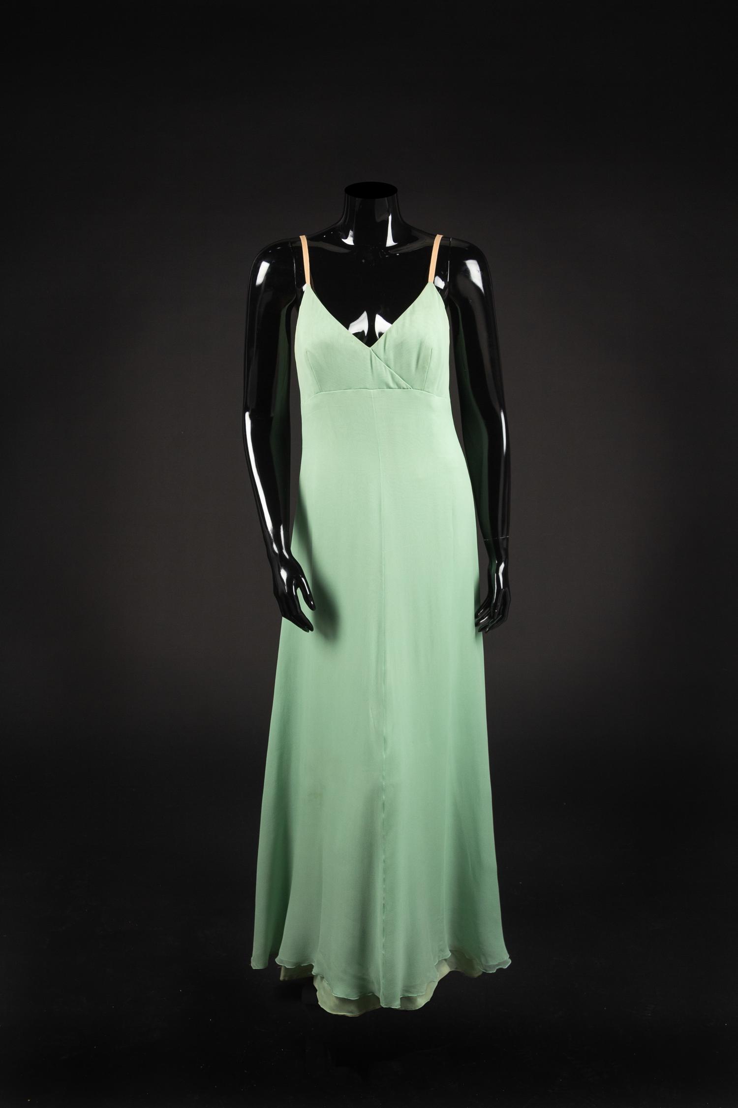 Dress, Cape and Shoes. Dress made by Western Costume Company in Los Angeles, 1980s — Worn by Olivia de Havilland